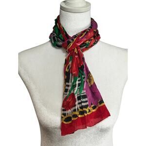 Worthington silk floral and plaid print scarf or belt